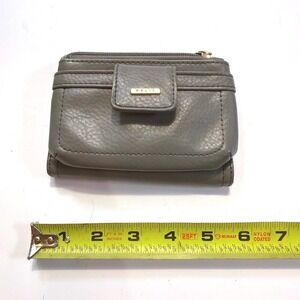 Relic Grey Faux Leather Bifold Wallet Snap Closure Zip Coin Pocket ID Window
